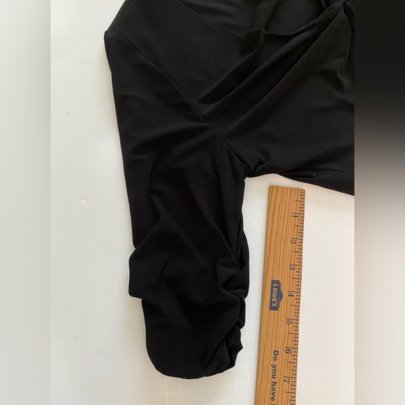 Perceptions New York Women's M Black Bolero Cropped Jacket Ruched Half Sleeve - Picture 6 of 12